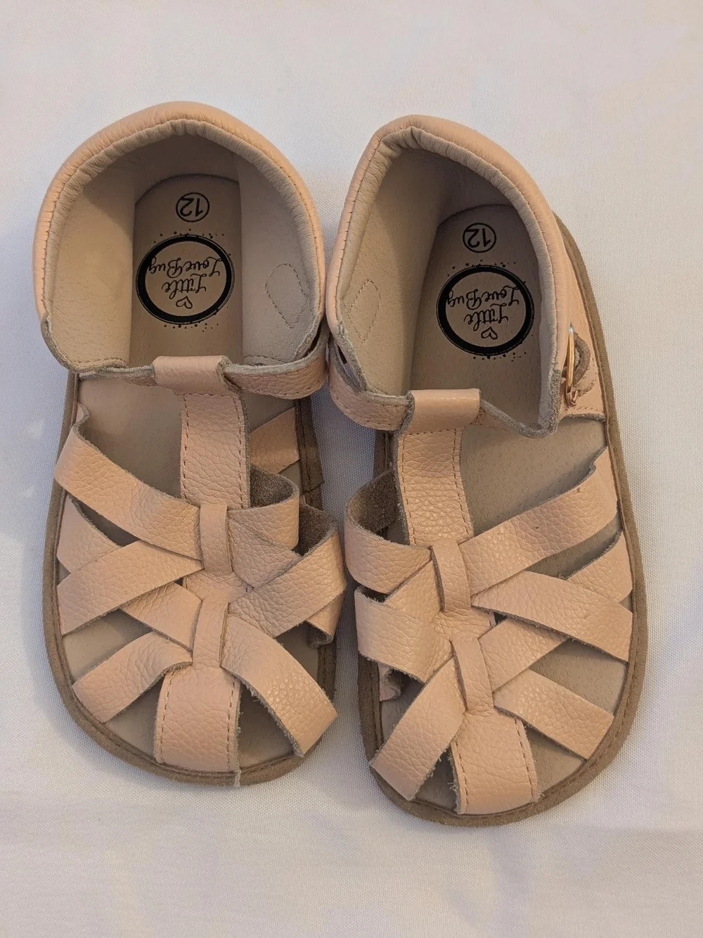 Little Love Bug Pink Leather Closed Toe Sandals