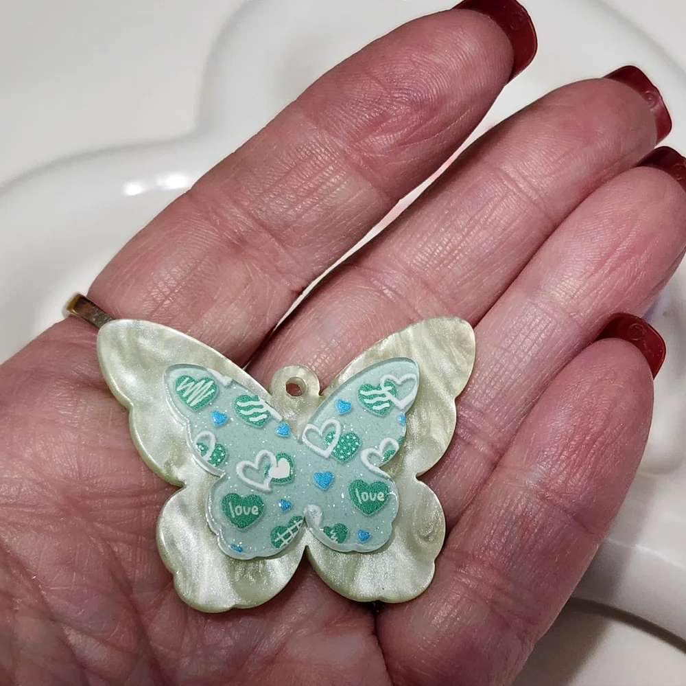 Butterfly Pendants Keychain Bag Chain Crafts Jewelry Making Colorful Beads 3 Pcs