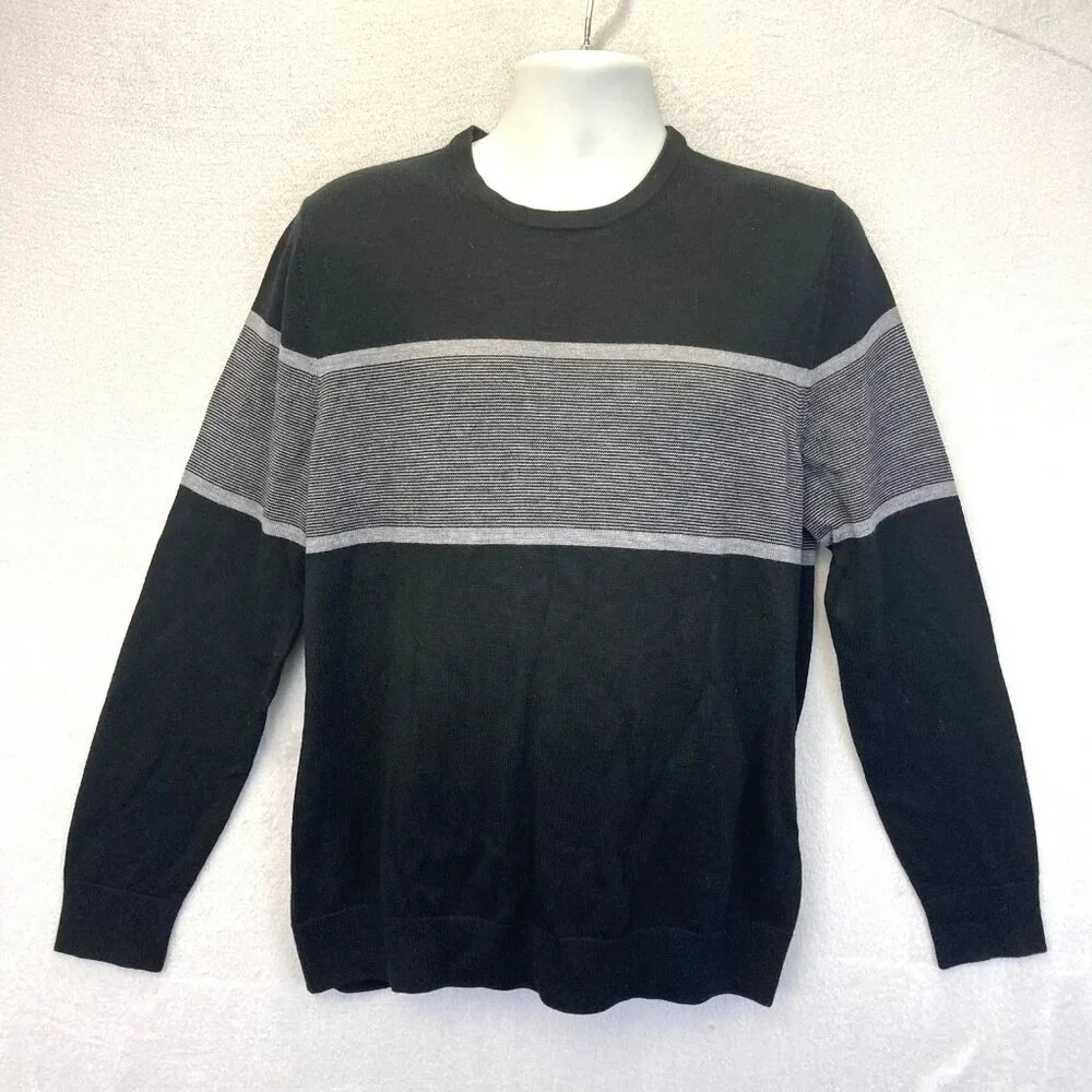 Banana Republic 100% Merino Wool Sweater Mens Large L Black Lightweight Pullover