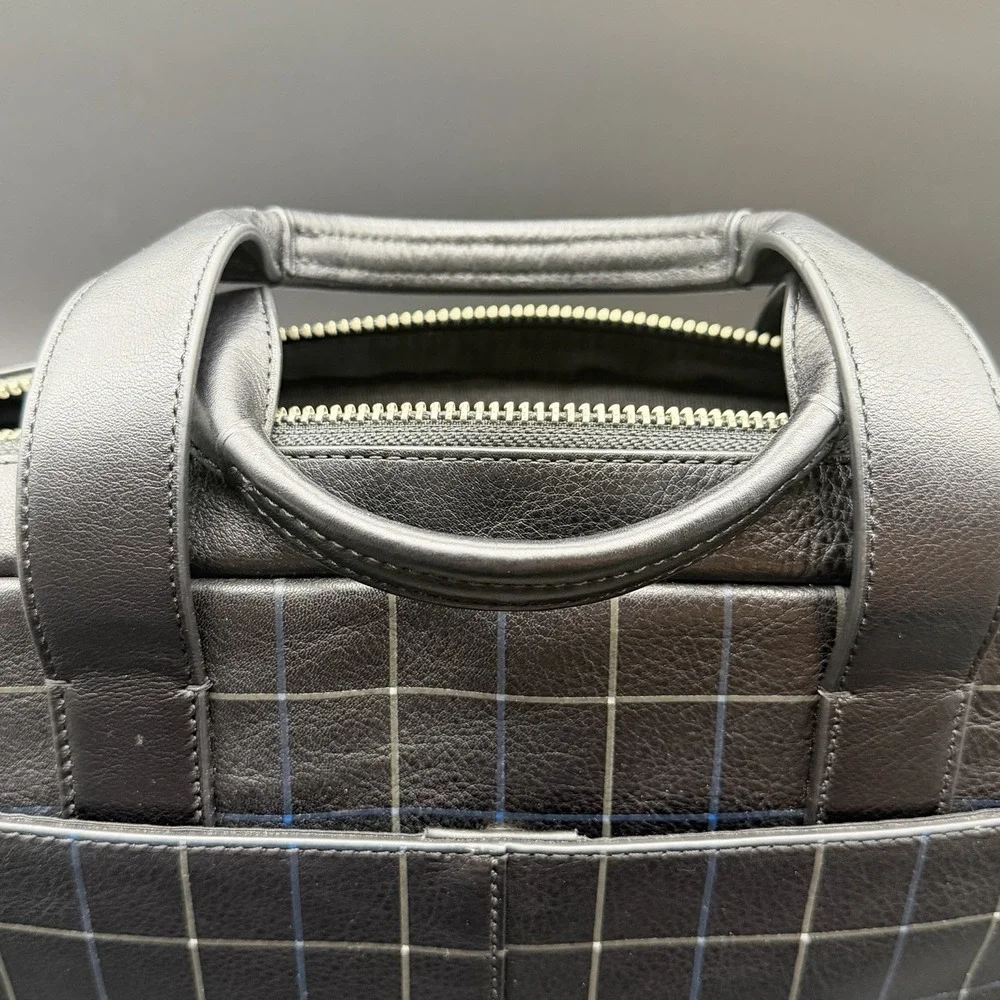 COACH Bag Briefcase Business Men's Leather Black‎ F71561 HUDSON Rare Plaid NWOT