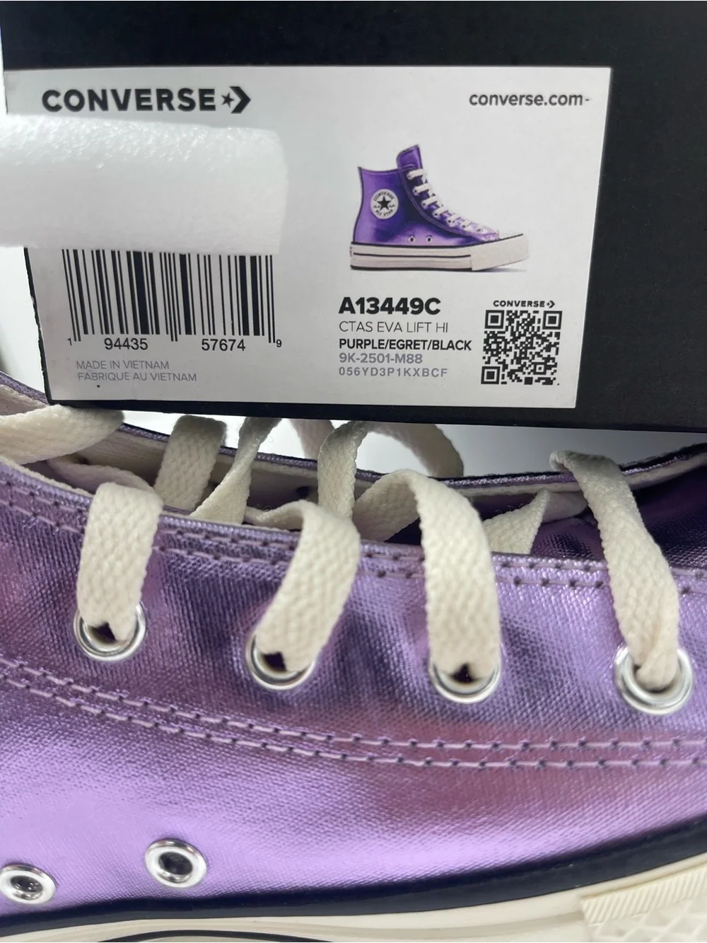 Converse CTAS EVA LIFT HI PURPLE/EGRET/BLACK A13449C Platform Sneakers