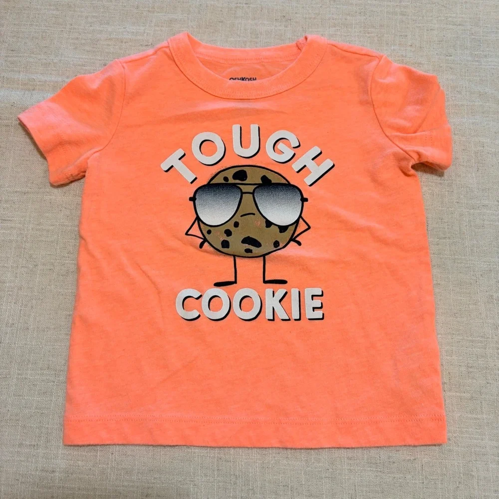 OshKosh Originals Boys Girls Neon Orange‎ Tough Cookie Graphic Tee Shirt 9M