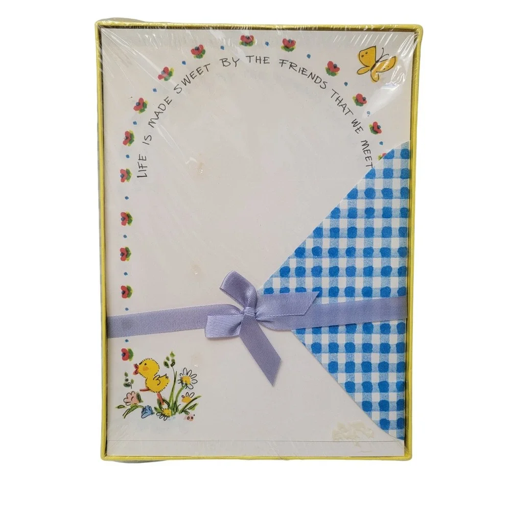 Vintage Mead Montag Freckles N Frills Stationery Set 1983 Blue Gingham NEW‎