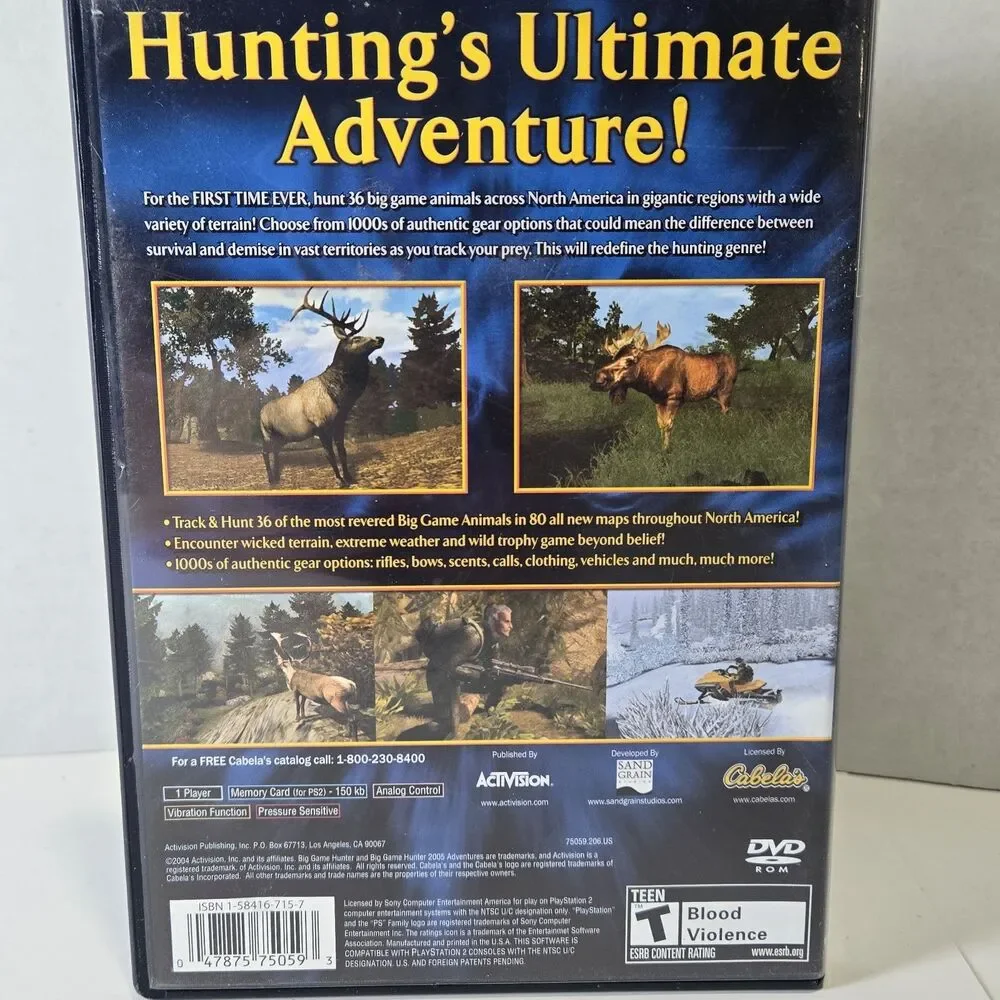 Cabela's Big Game Hunter 2005 Adventures (Sony Playstation 2, PS2) Complete CIB