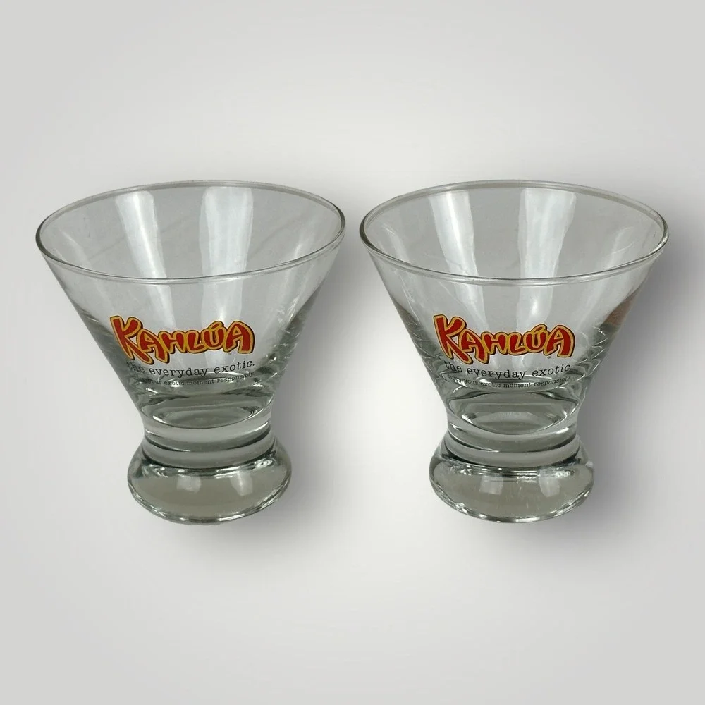 Kahlua Bar Glasses Set 2 The Every Day Exotic‎ Heavy Bottom Rocks Glasses