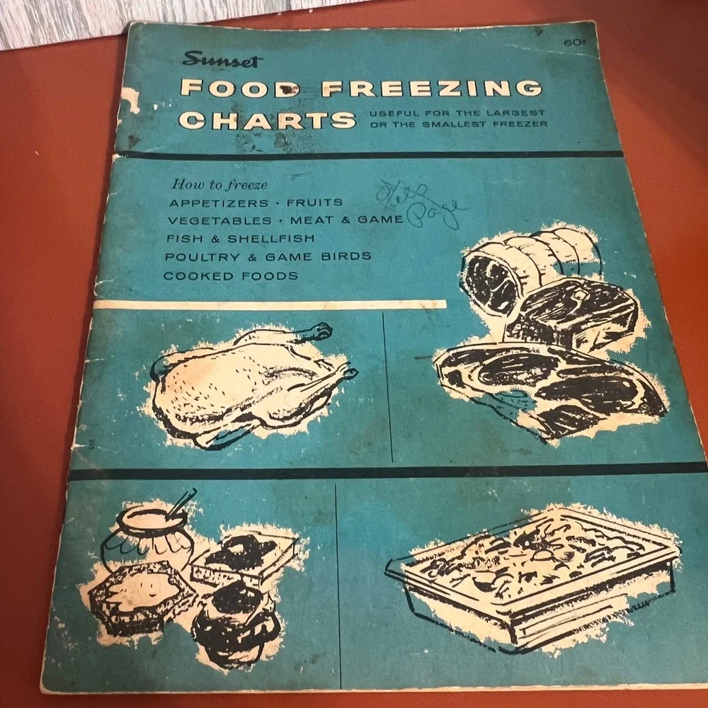Vintage 1967 General Foods Kitchens Cookbook & Sunset Food Freezing Charts Lot
