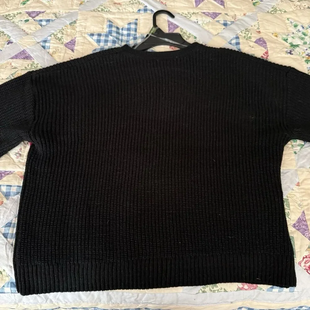 Justice Crew Neck Sweater with Appliqué Sequin Bows Girls Size XL Holiday NWT