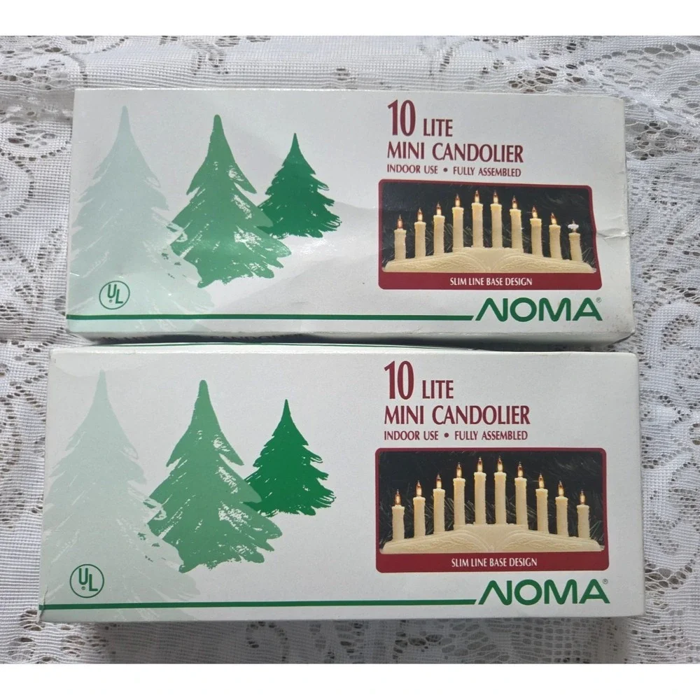 10 Light Mini Candolier Indoor Vintage Holiday Decor Lot Of 2 Noma Working Boxed
