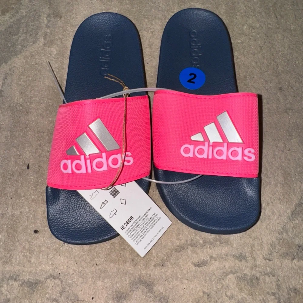 Adidas Pink and Navy Adilette shower Slide Sandals shoes‎