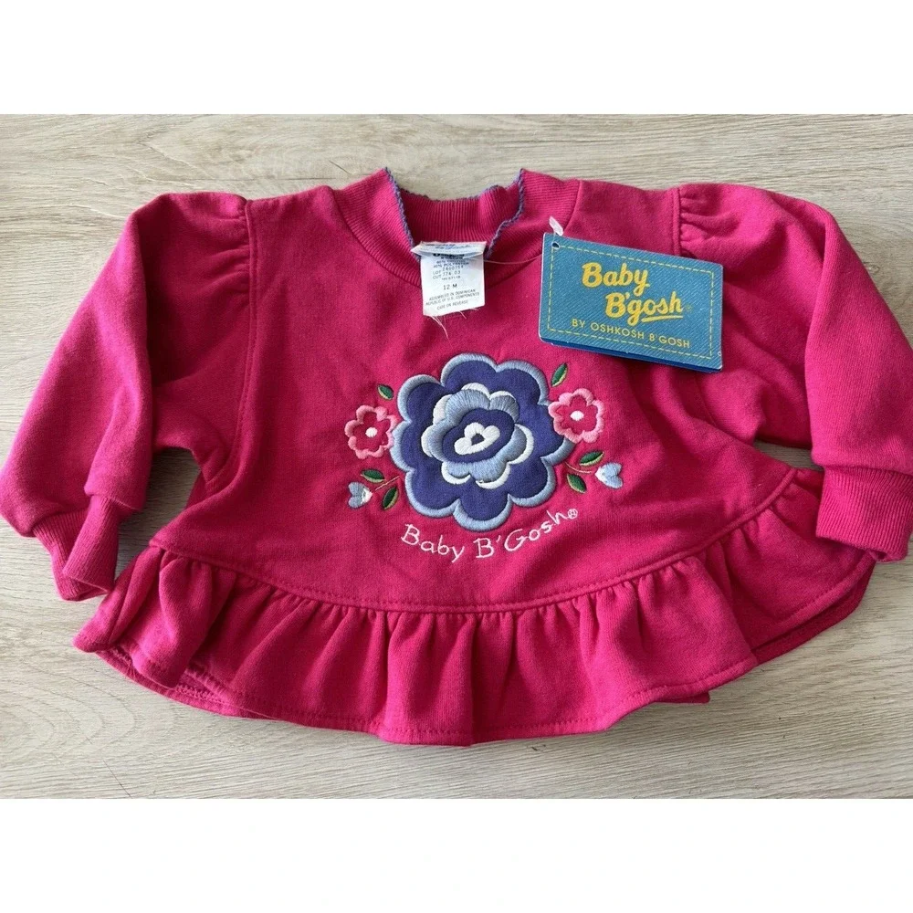 Oshkosh VINTAGE Baby B'gosh sweatshirt NEW Tags Size‎ 12 months PINK