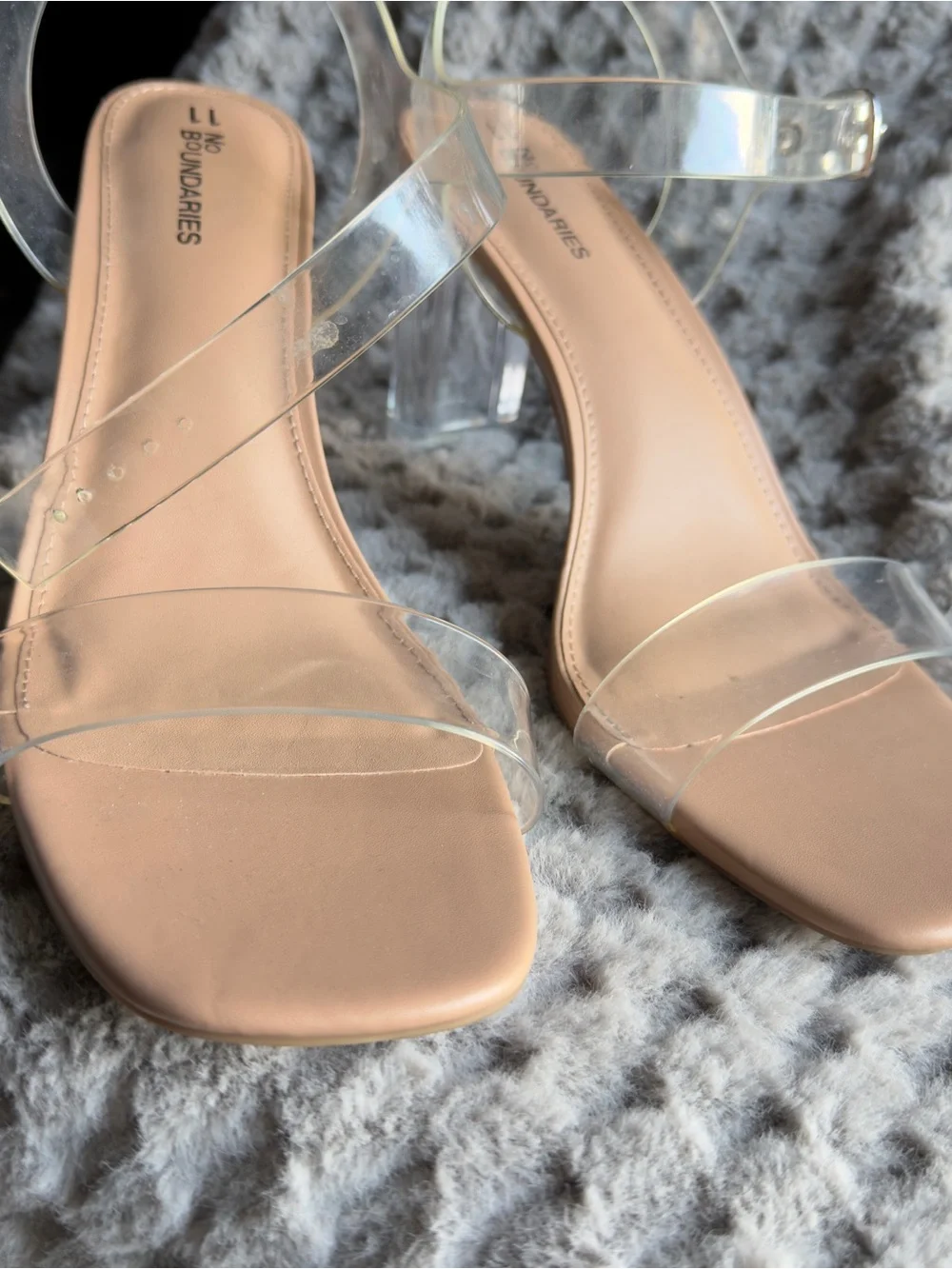 No Boundaries Clear Strap Nude Heeled Sandals