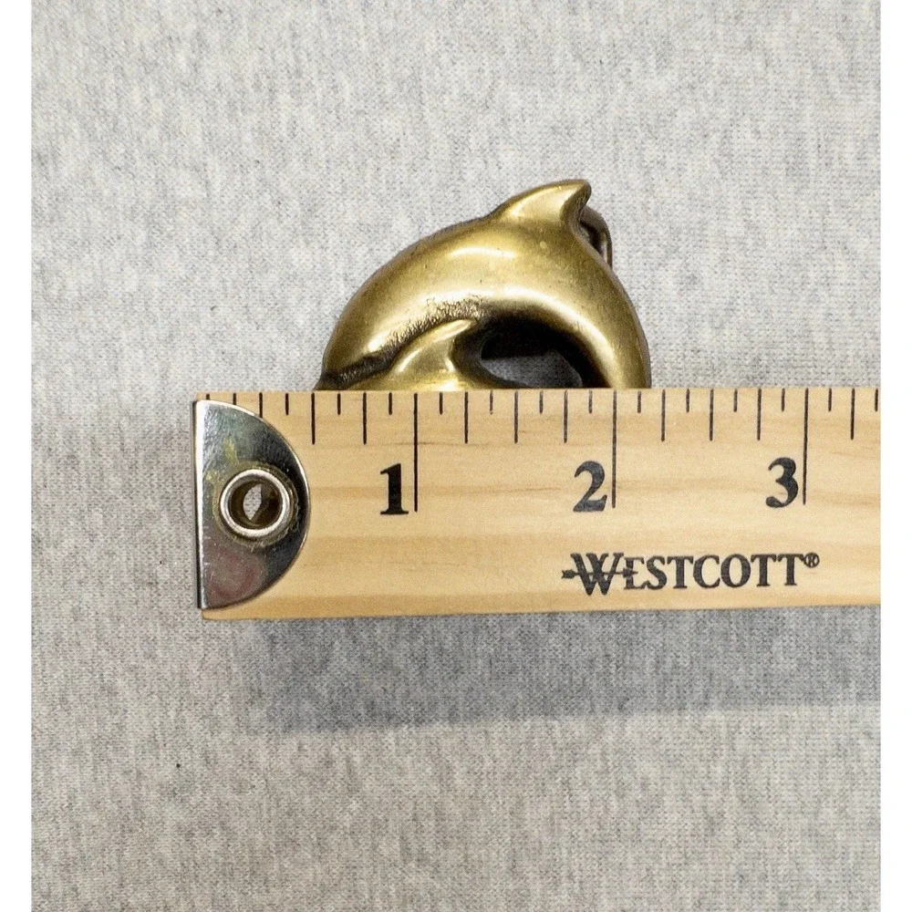 Vintage Scott Nelles Solid Brass Dolphins‎ Belt Buckle 1970's