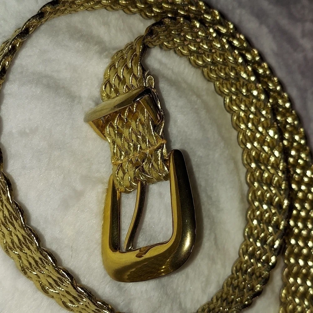 Gold Vegan Faux leather weaved rope belt