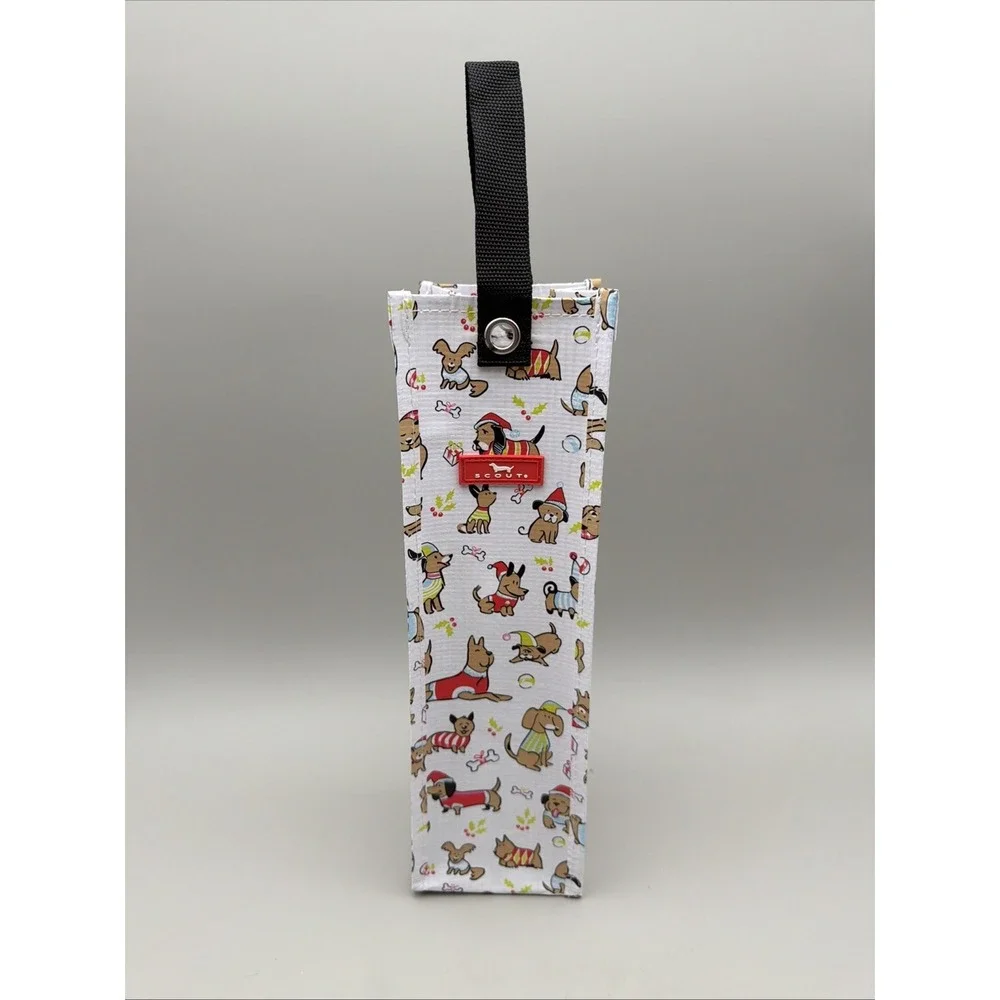 Scout Spirit  Wine / Beverage Bag ~ Holiday Pawty Pattern 13.5