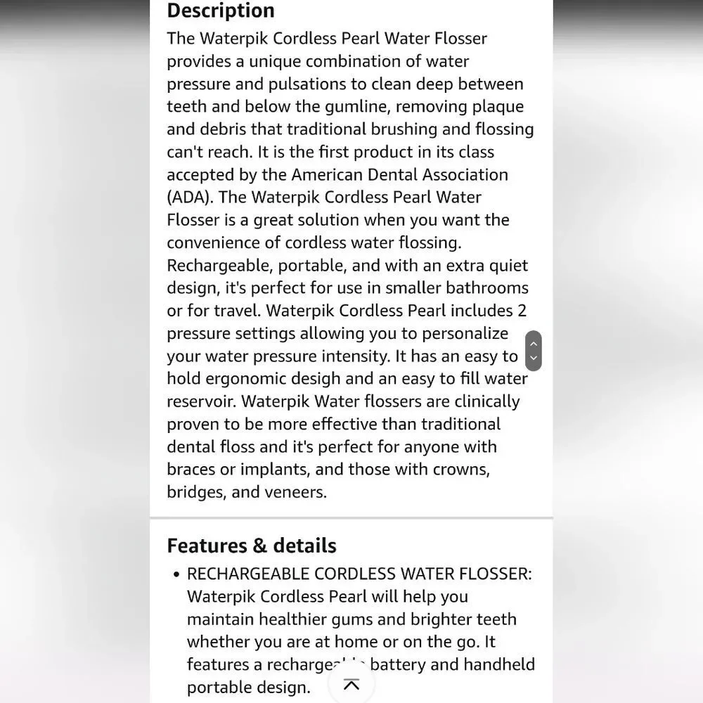 Waterpik new specs