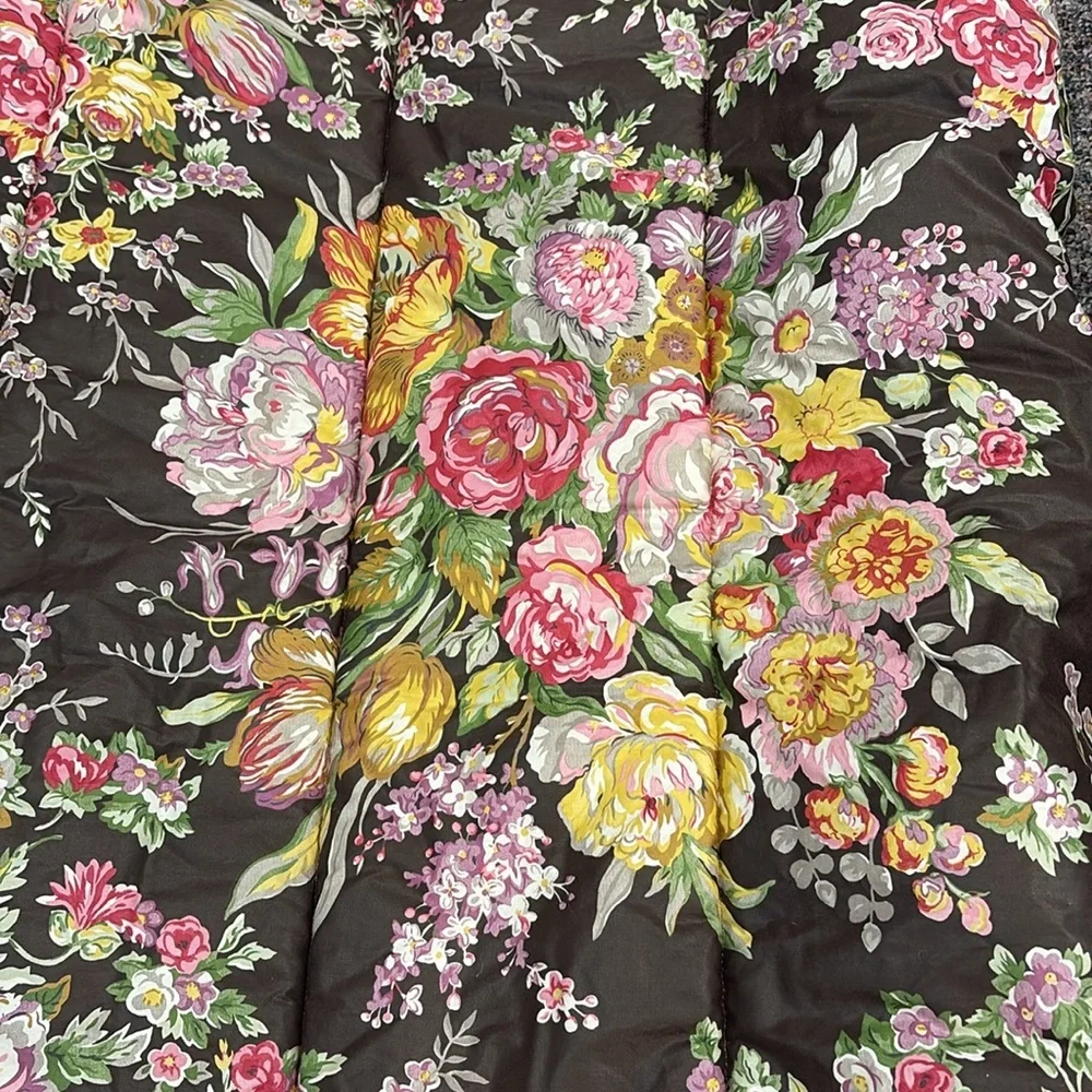 Vintage Rare Ralph Lauren Chocolate Brown Floral Reversible Twin Comforter
