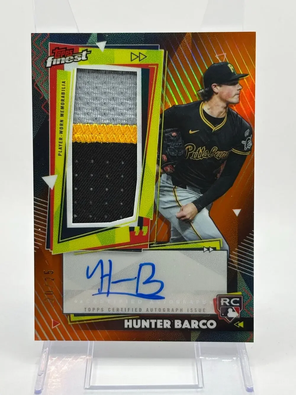 2026 Topps Finest Hunter Barco Rookie Orange Jersey Patch Auto 20/25 SP RPA RC