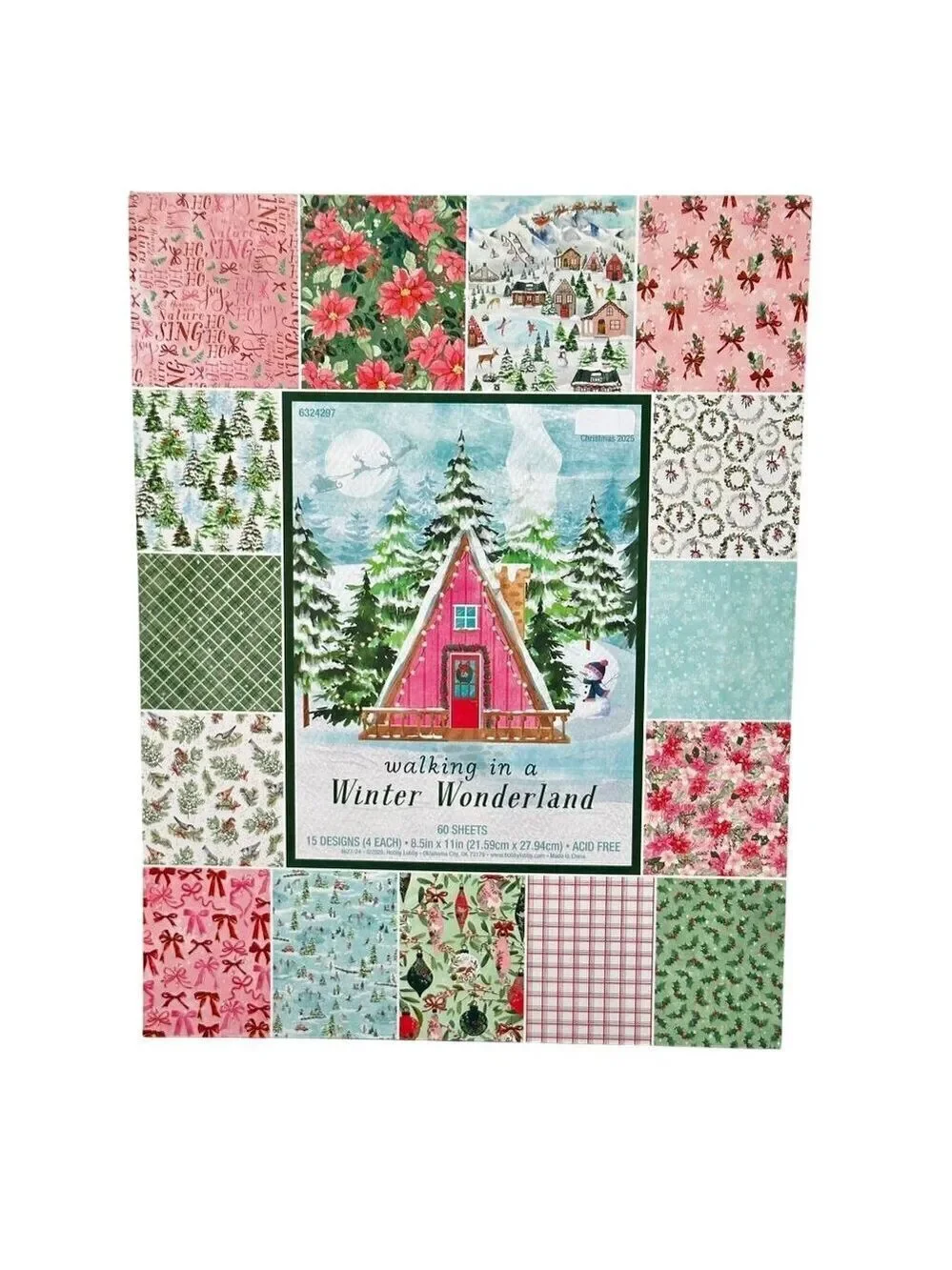 Christmas Paper Crafts Set Pink Holiday Scrapbook Holiday Packs Cards Washi Tape