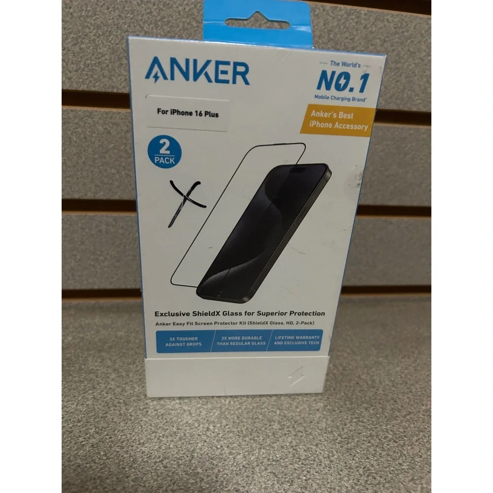 Anker ShieldX Glass Screen Protector 2-Pack‎ for iPhone 16 Plus Clear A73C00B1