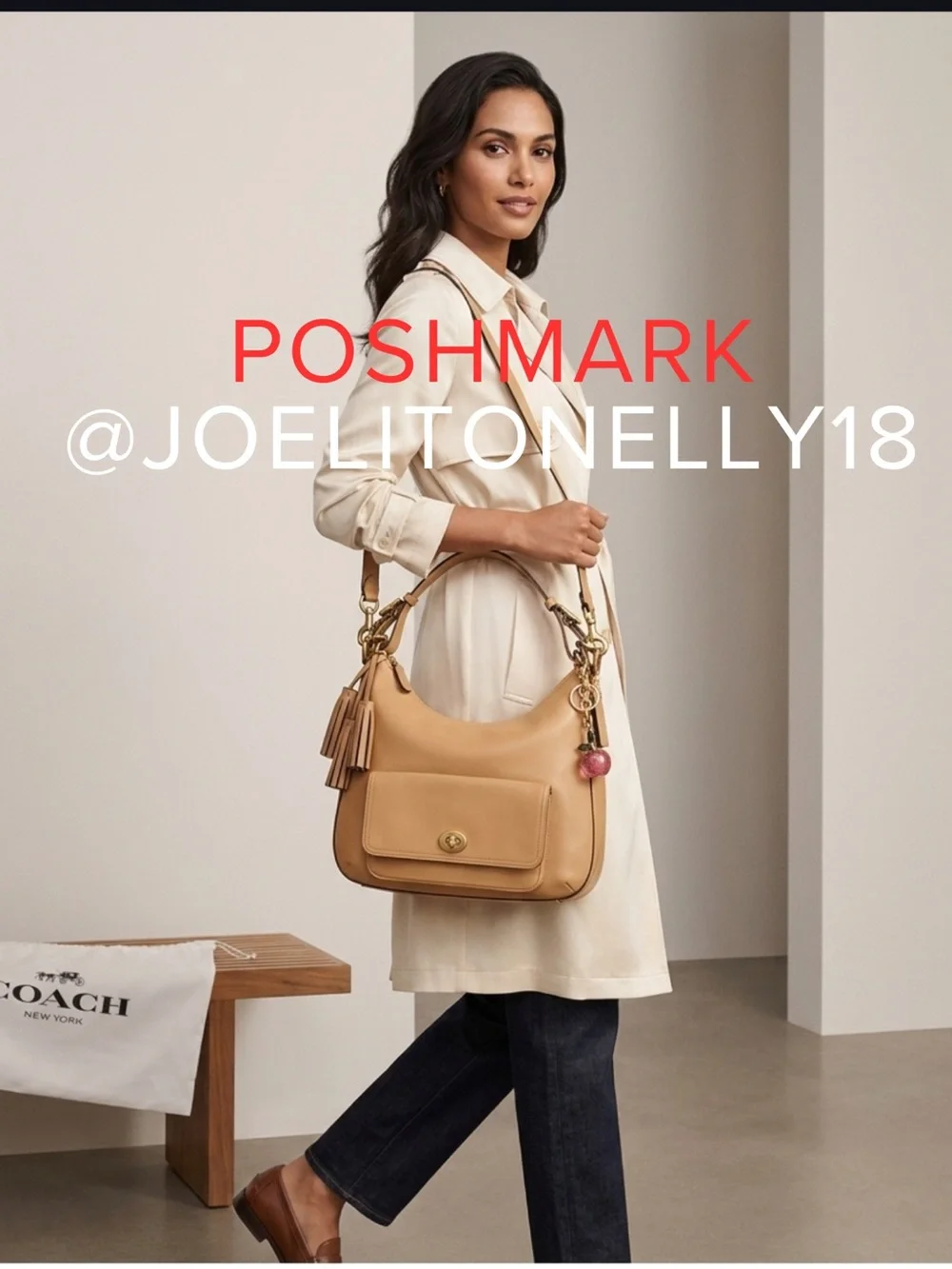 Coach Tan Leather Hobo with Gold Hardware
