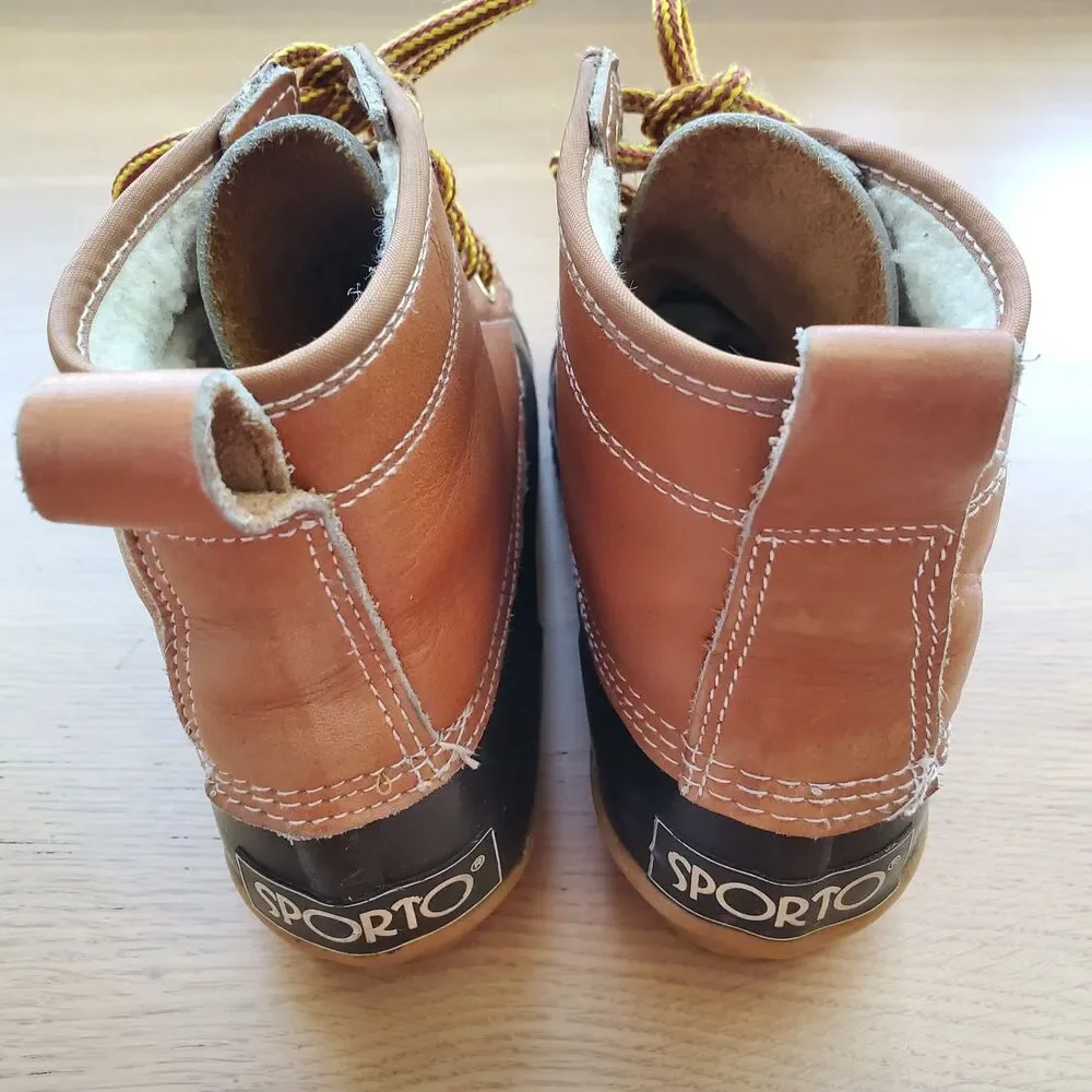 Vintage 80s Sporto Brown Leather Duck Boots