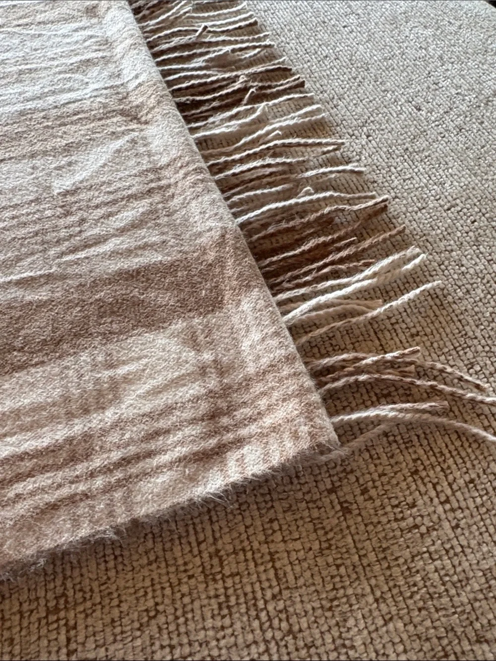 J.Crew Plaid Fringe Scarf in Beige and Brown