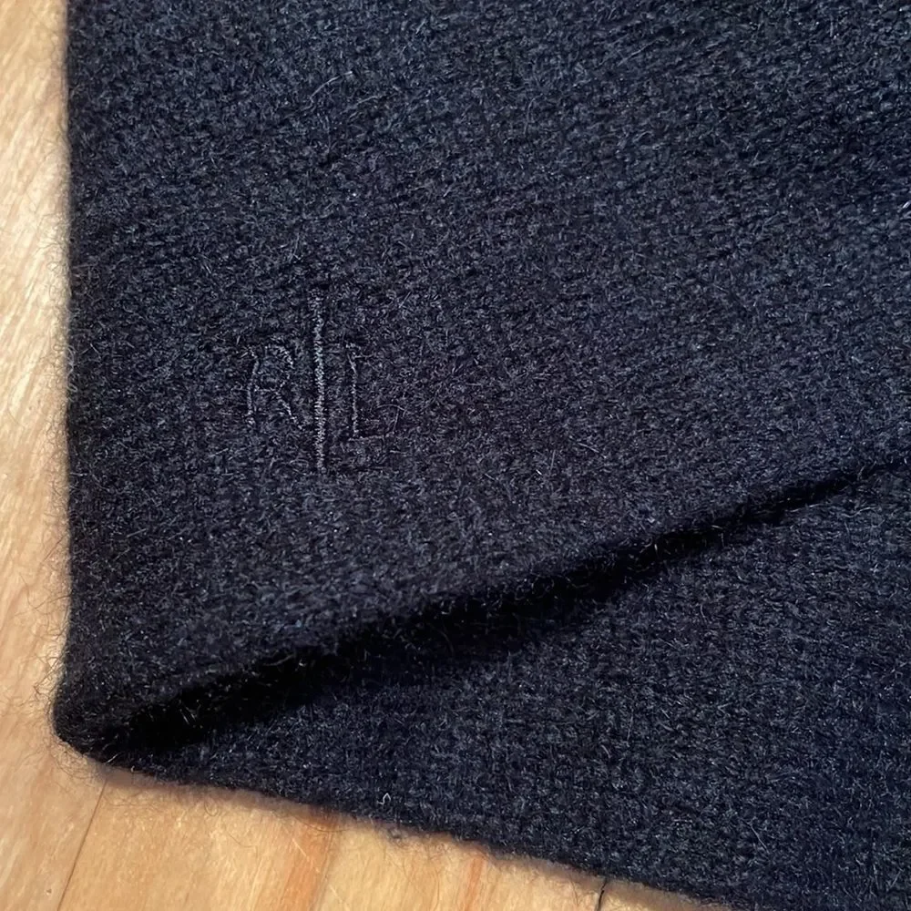 Lauren Ralph Lauren black lambs wool/rabbit hair/nylon blend twisted wrap.