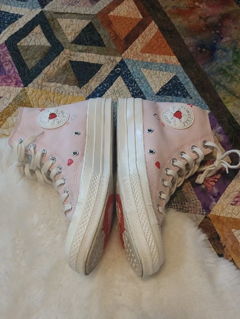 Converse High Top Chuck 70 Bling Accent Valentine Hearts Sneakers