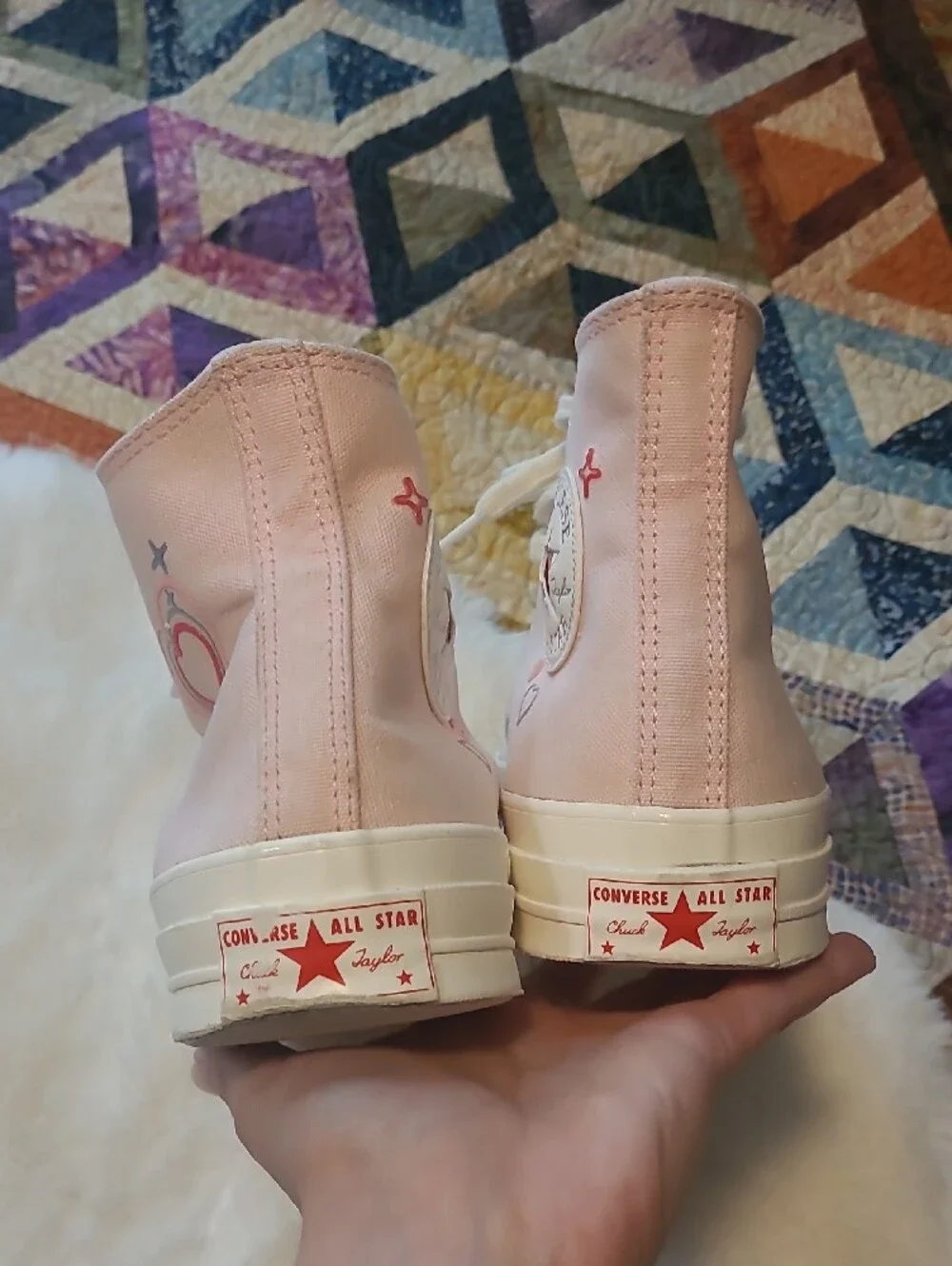 Converse High Top Chuck 70 Bling Accent Valentine Hearts Sneakers