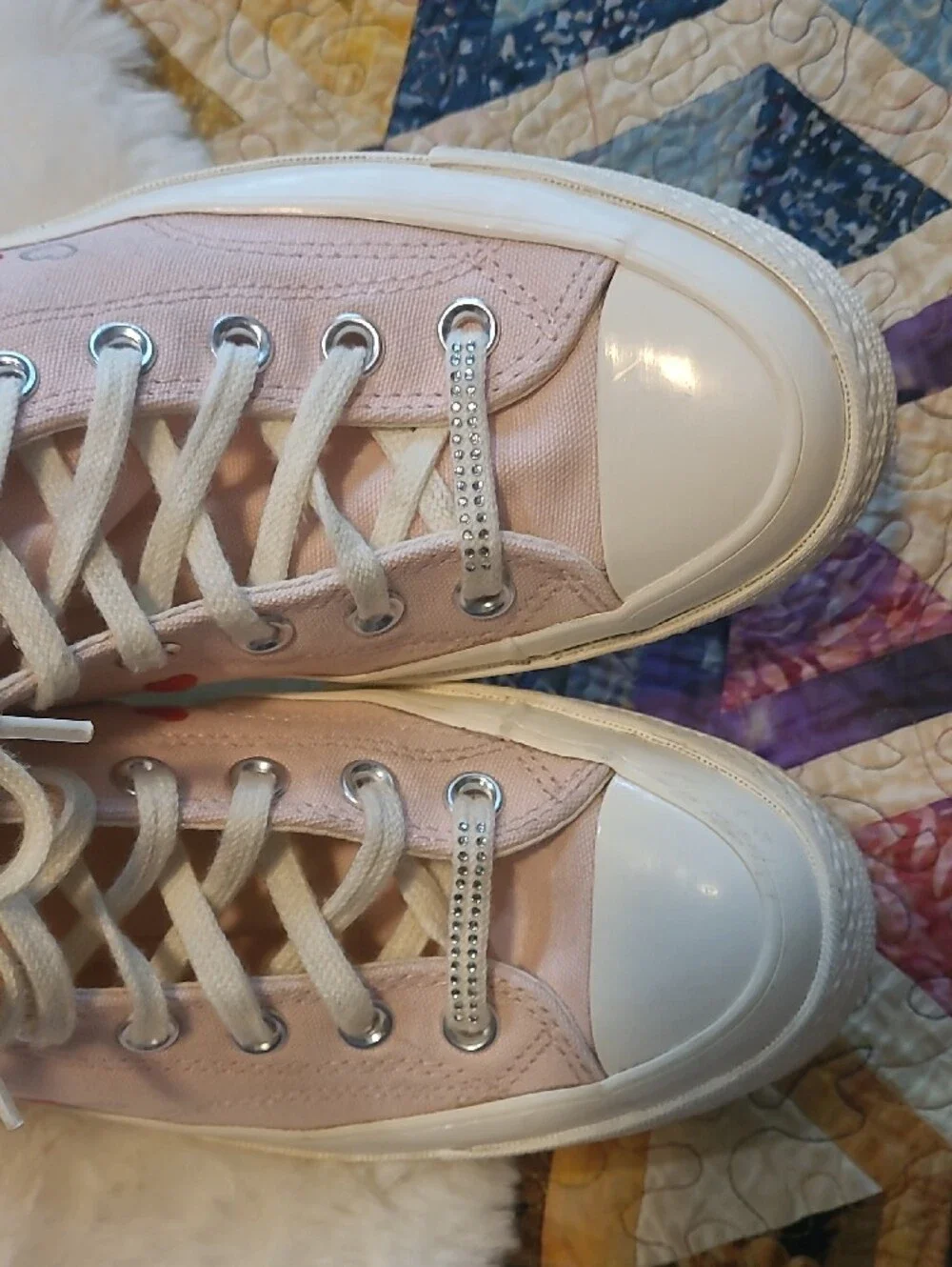 Converse High Top Chuck 70 Bling Accent Valentine Hearts Sneakers