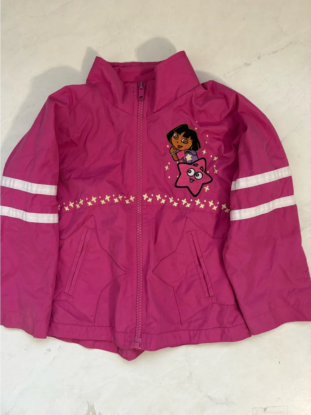 Vintage 2T Y2K Nick Jr. 2004 Dora The Explorer Pink Embroidered Jacket Nostalgia