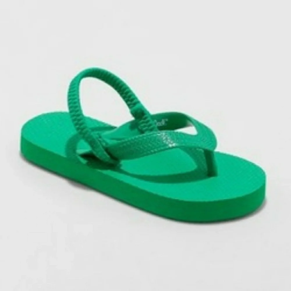 Cat & Jack Toddler Boys Heel Strap Flip Flops, Green, Sizes S, L