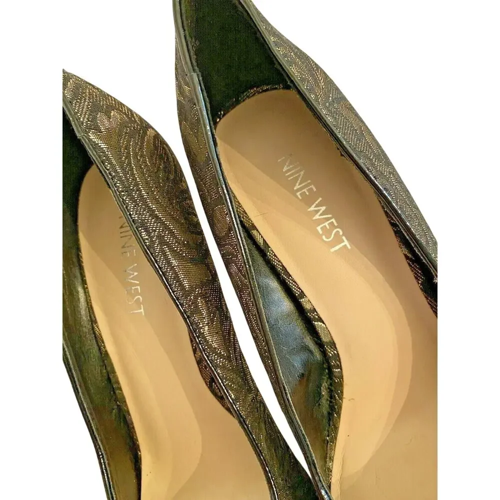 Nine West High Heel Platform Pumps Black & Gold 7M