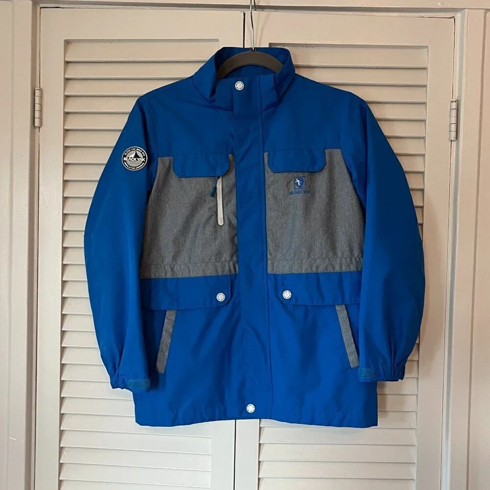 BlackYak snow jacket shell size 155 blue grey kids boys