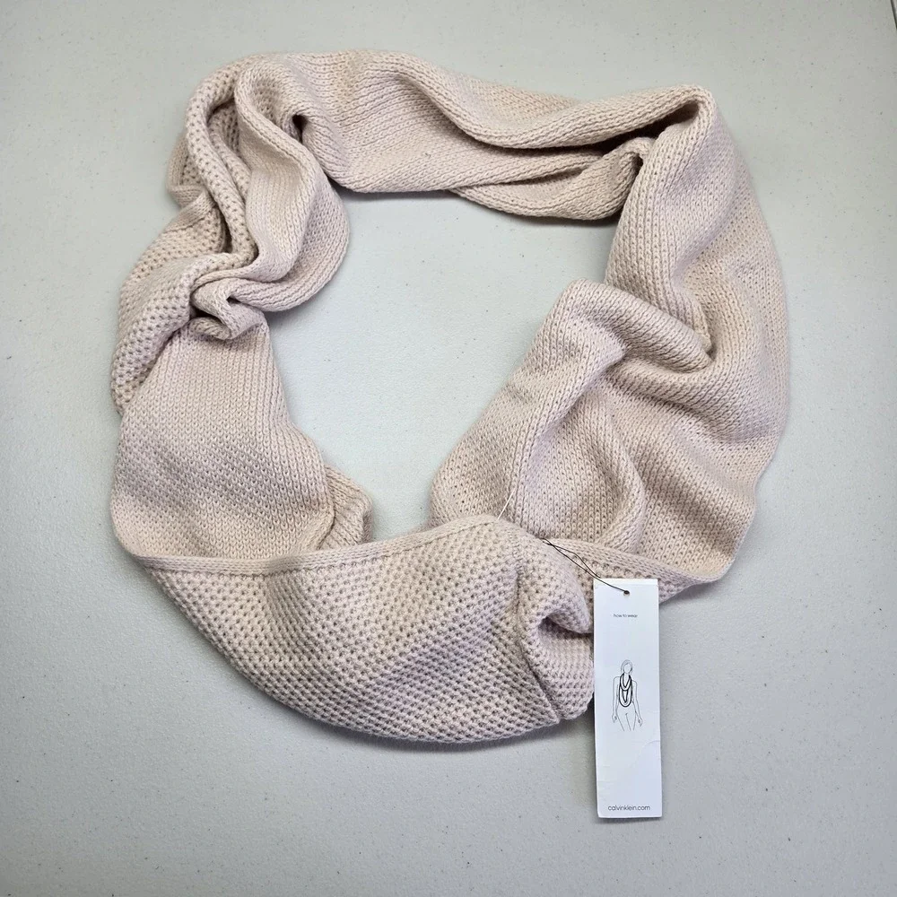 Calvin Klein Women Scarf‎ OS Beige Infinity Loop Knit Texture NWT