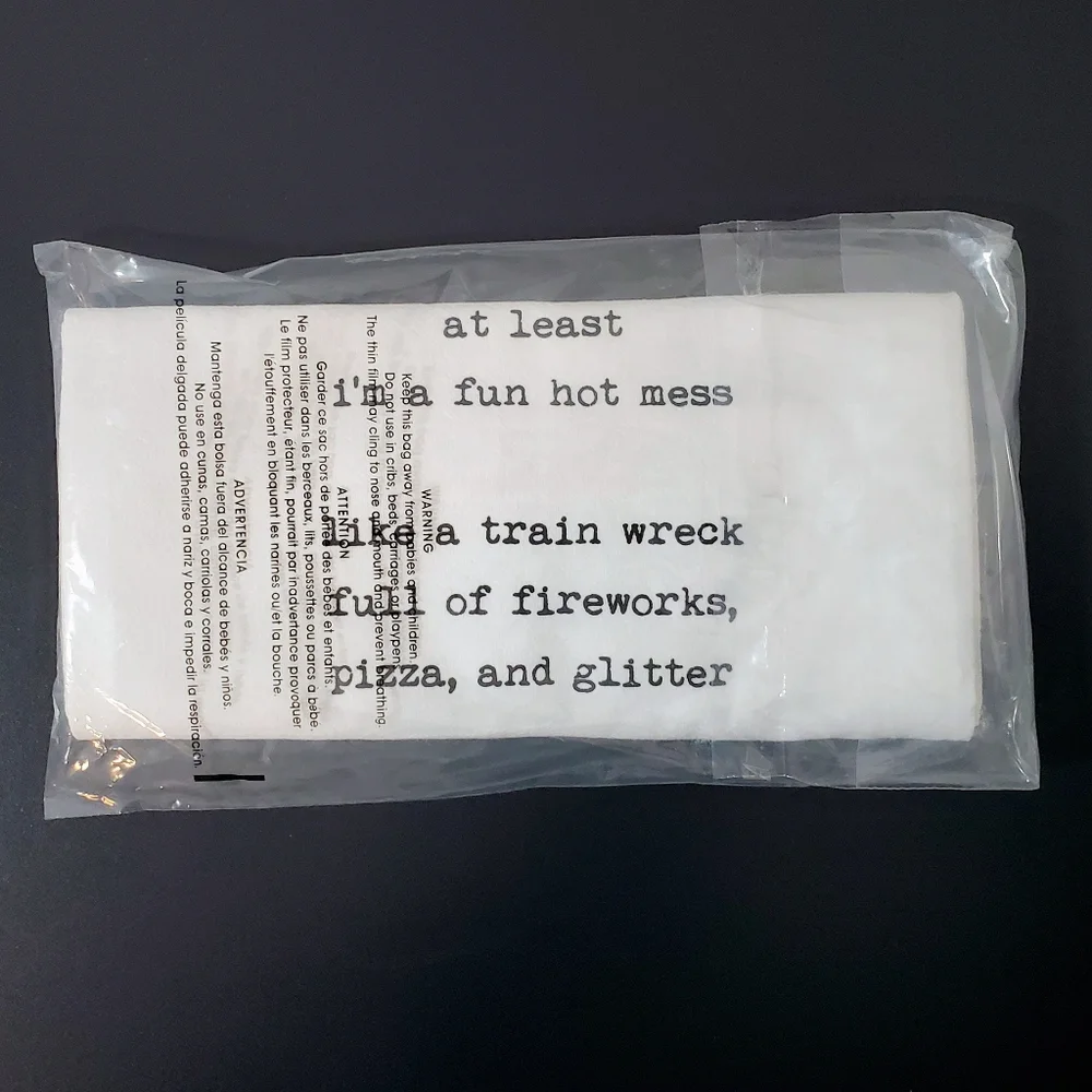 NIB Dev D + Co. Premium Artisan Kitchen Tea Towel - Hot Mess Quote