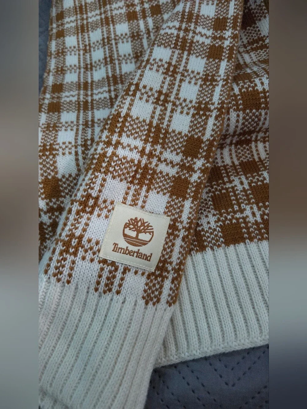 Timberland Plaid Knit Scarf