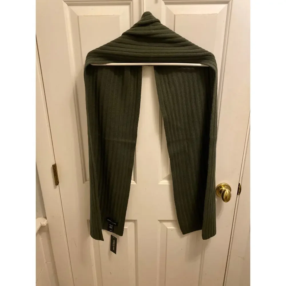 Kenneth Cole Ribbed Knit Winter Scarf Olive Green Long Warm NWT OS