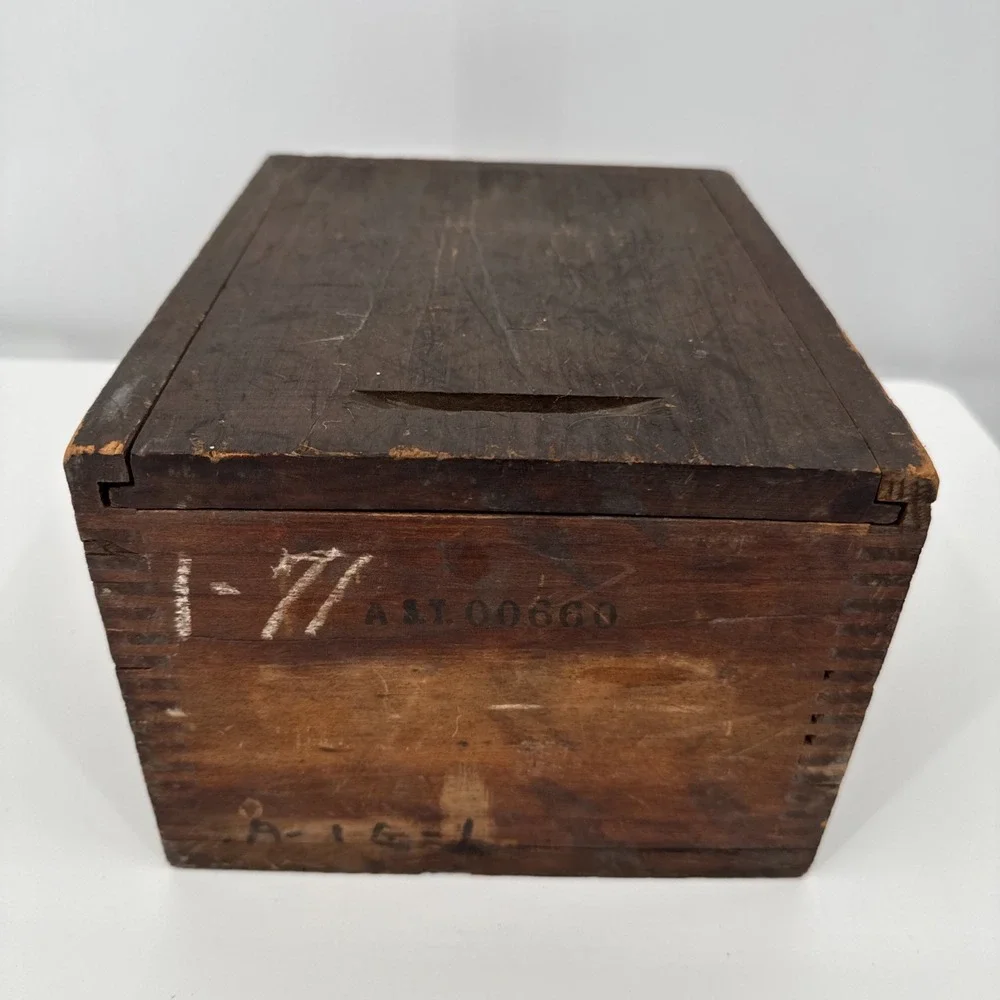 ANTIQUE SLIDE LID CANDLE Solid Wood Box DOCUMENT BOX Dry Finish