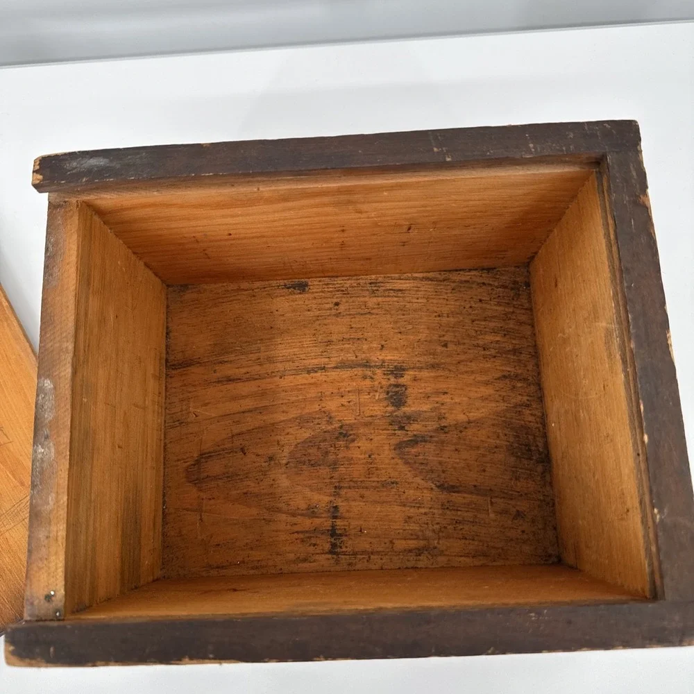 ANTIQUE SLIDE LID CANDLE Solid Wood Box DOCUMENT BOX Dry Finish