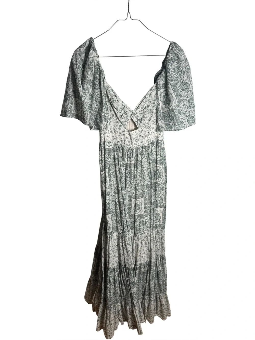 Abercrombie & Fitch twist-front tiered maxi dress green and white floral S