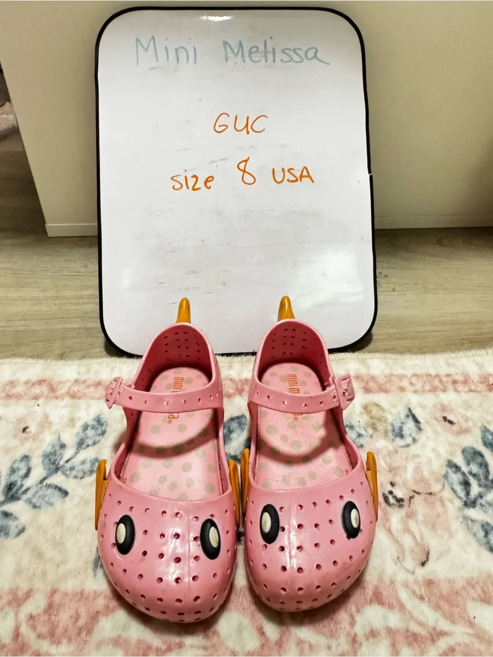 Mini Melissa Pink Jelly Mary Jane Sandals with Yellow Heel Accents