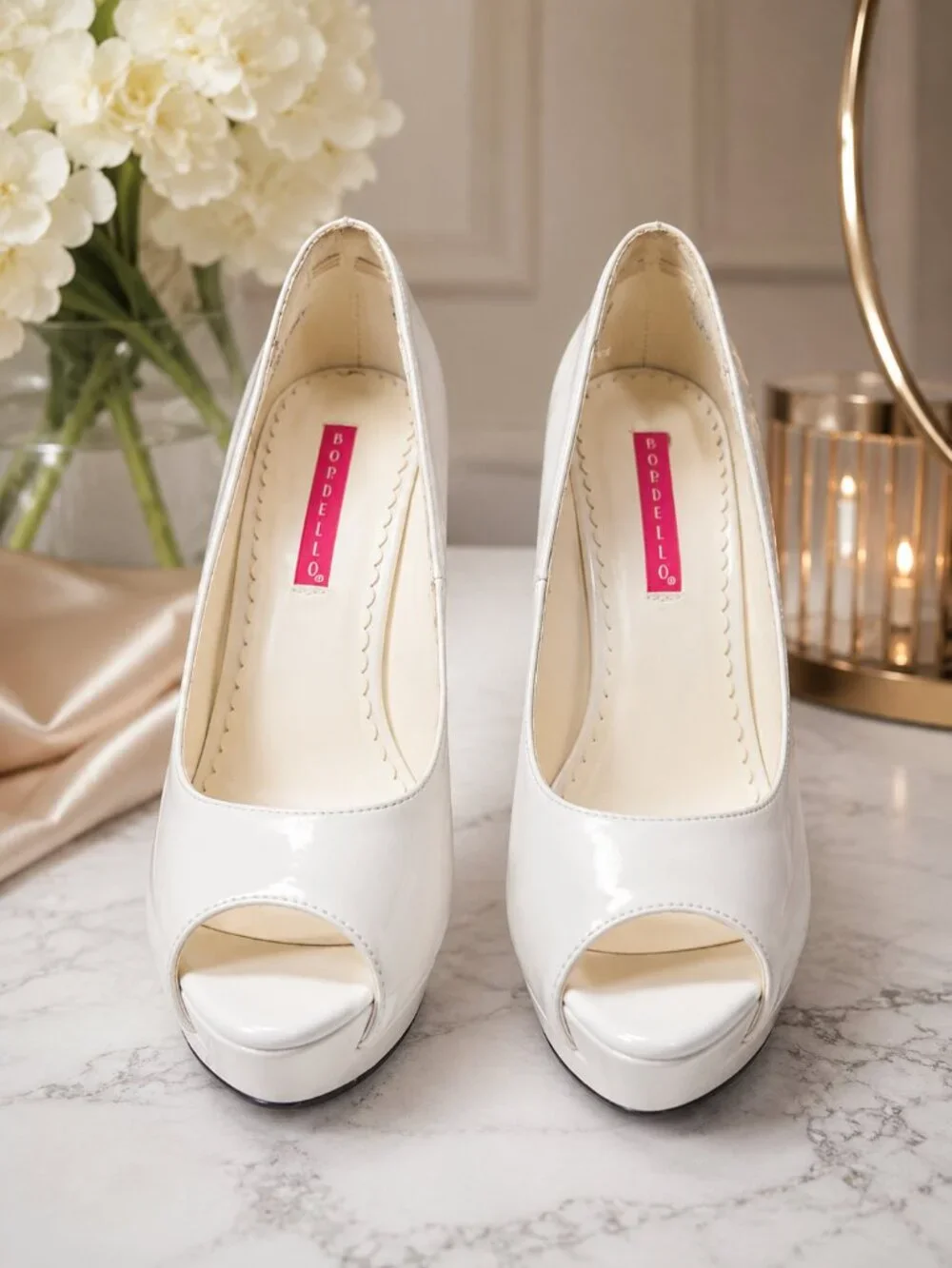 Bordello white patent