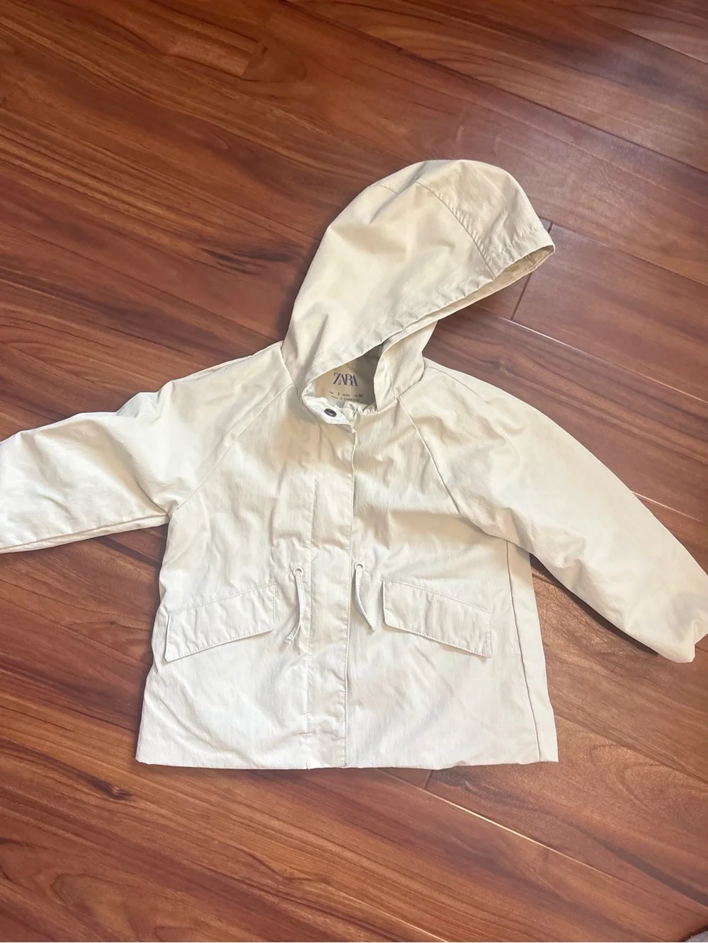 Zara Toddler Cream Hooded Rain Jacket 2T