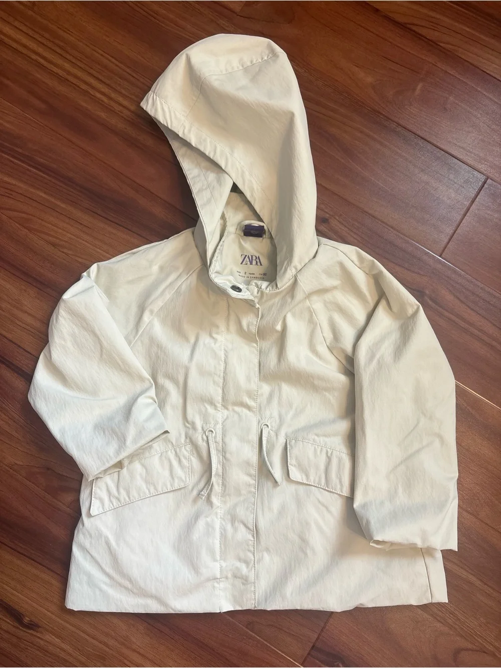 Zara Toddler Cream Hooded Rain Jacket 2T
