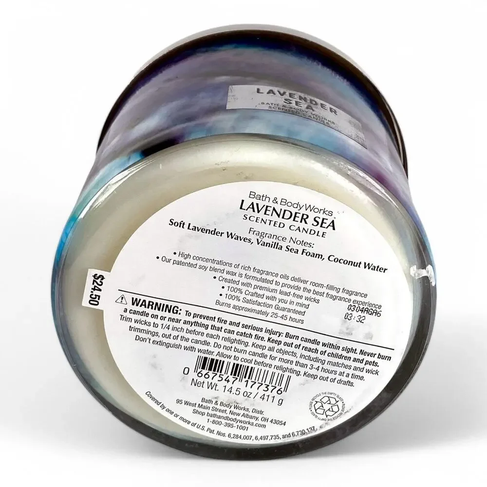 Lavender Sea Scented Candle Bath and Body Works 3 Wick 411g 14.5 oz