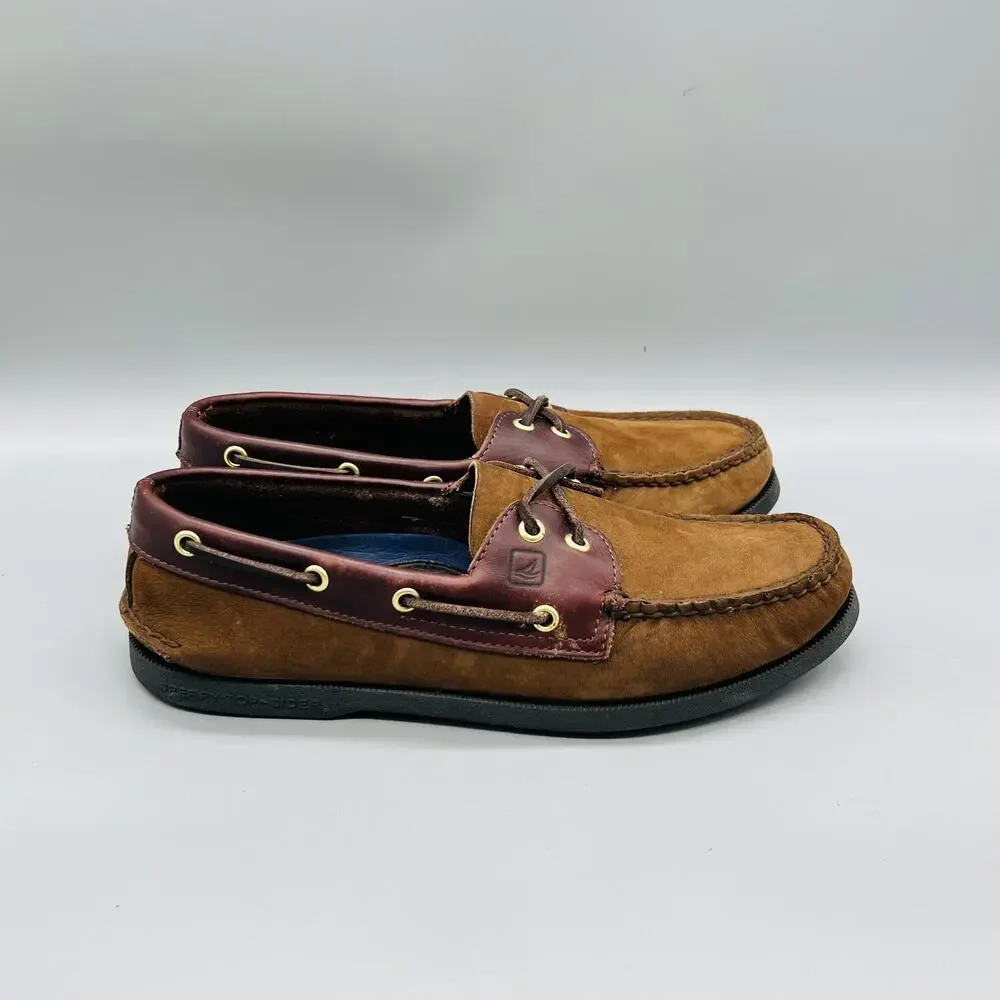 Sperry Shoes Mens 9 Brown Leather Suede Top Sider Boat Moc Toe Casual Comfort