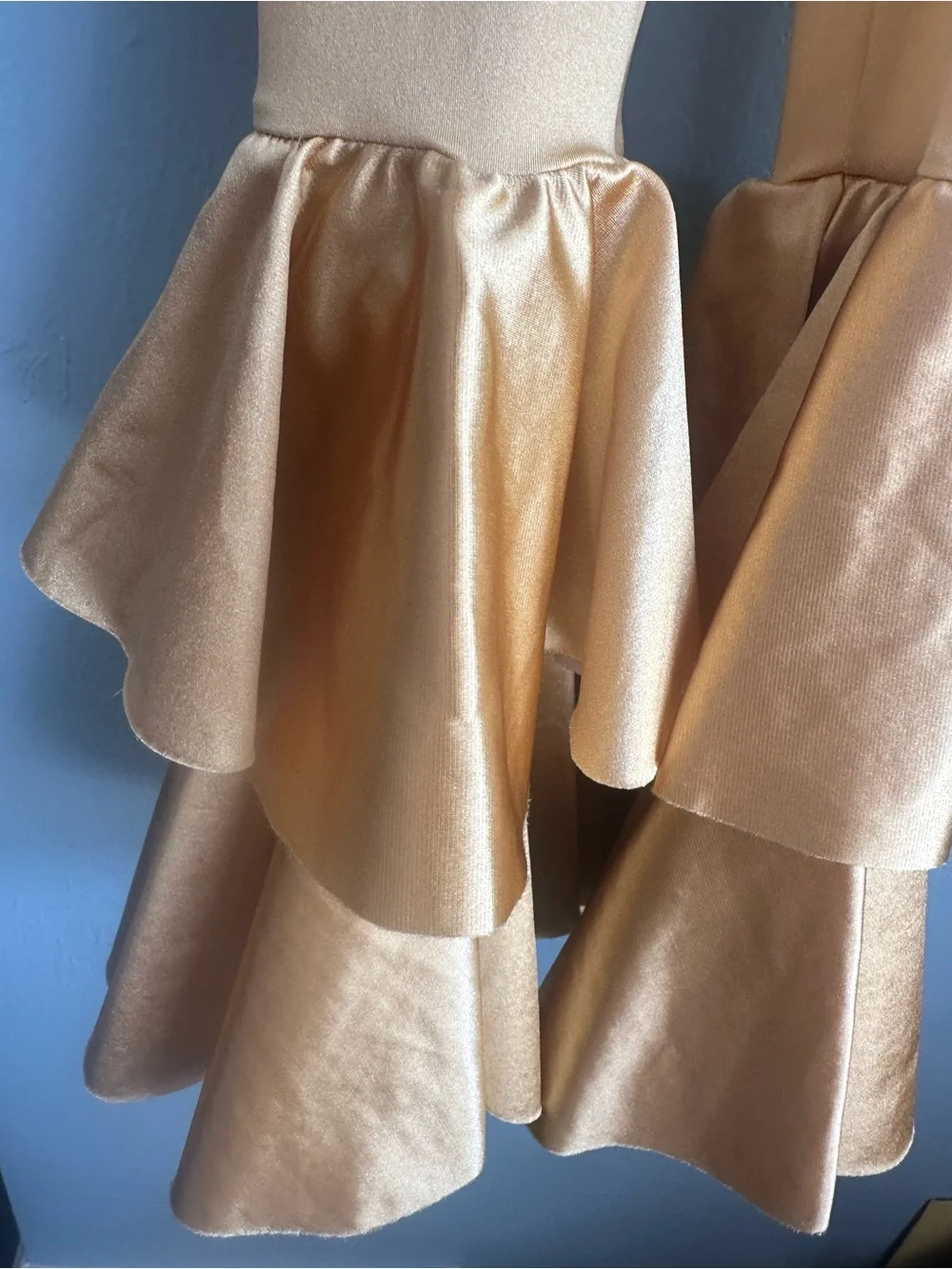 Weissman Gold Sequin Metallic Ruffle Dance Costume Jumpsuit Unitard ABBA 70’s IC