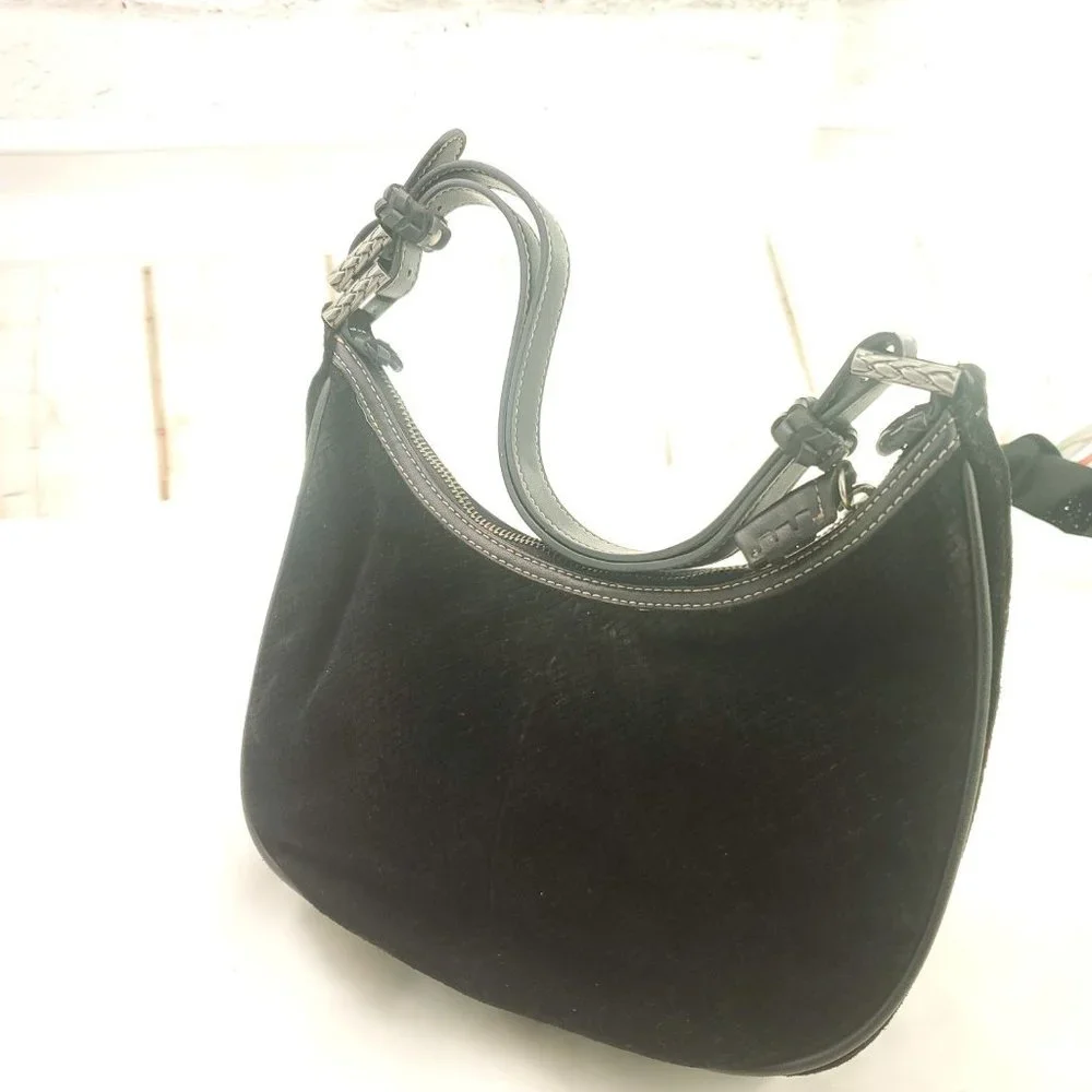 The Sak Womens Black Leather Inner Pockets Adjustable Shoulder Strap Hobo Bag