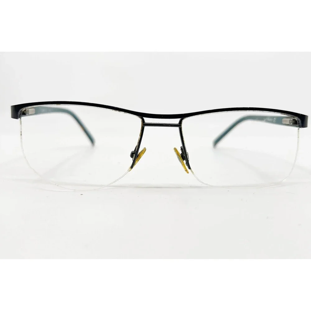Link Occhiali Eyeglasses Mens Black Half Rim Semi Rimless Tortoise Arms 41896